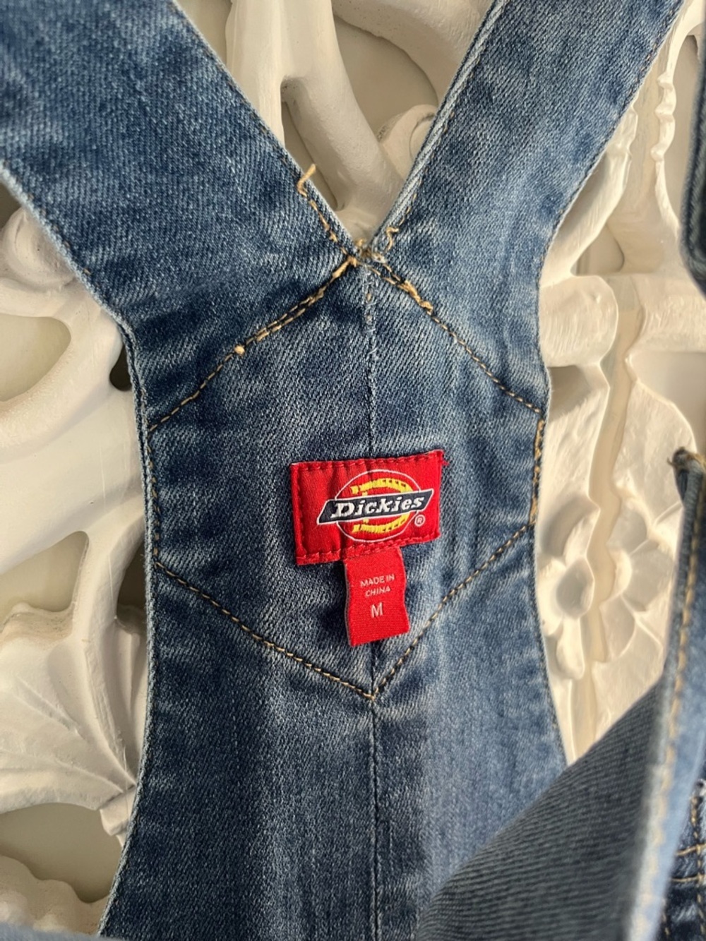Dickies Denim Short Overalls Dark Wash Shortalls Women’s Medium - Picture 4 of 6